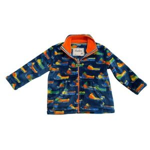 Hatley Fleece Jacket Toddler Size 2T Navy Blue Soft Snowmobile Print Zip Up